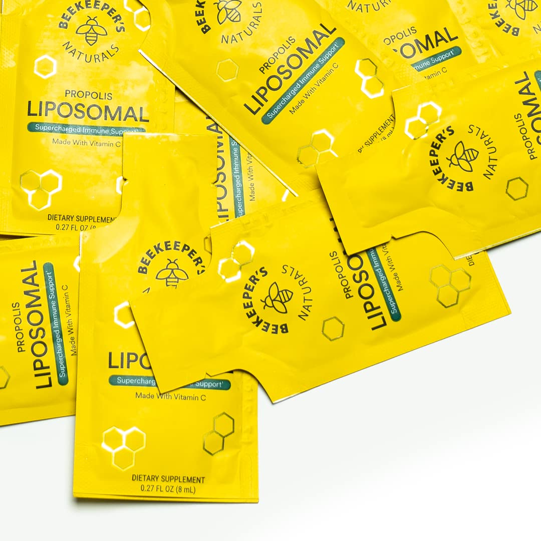 Beekeeper's Naturals Propolis Liposomal with Vitamin C Effective Bio-Available Immune Support Delivery, 30 Ct