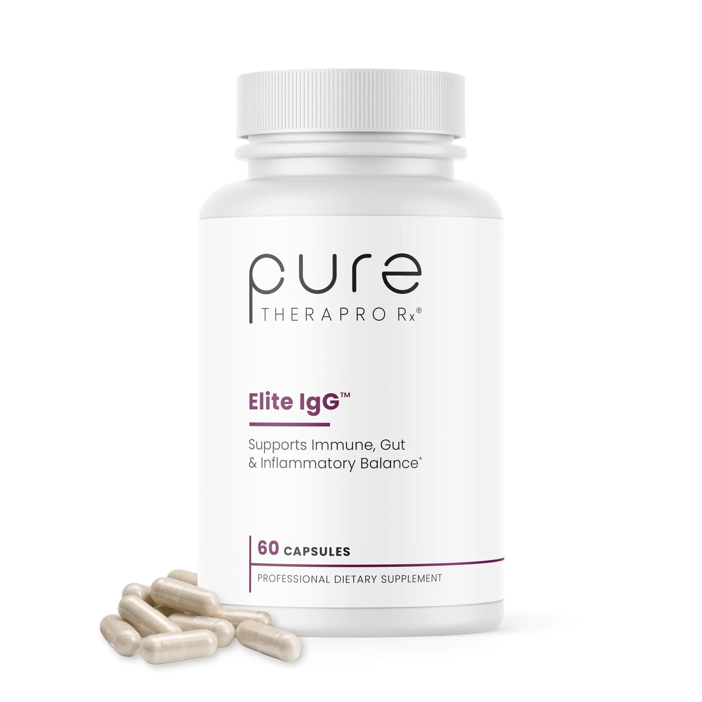 Pure Therapro Rx Elite IgG Immunoglobulin Supplement | 1100+ mg IgG IGA & IgM Serum Derived Immunoglobulins (SBI) | Colostrum Supplement Alternative | Gluten Dairy & GMO Free (60 Capsules)