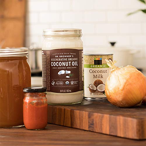 Coconut Oil for Dr. Bronner's - Organic Virgin Coconut Oil - 14 oz (Whole Kern Cooking, Baking, Hair and Body, Unrefined and Fresh-Pressed, Rich and Nutty Flavor, Fair Trade, Vegan, Non-GMO