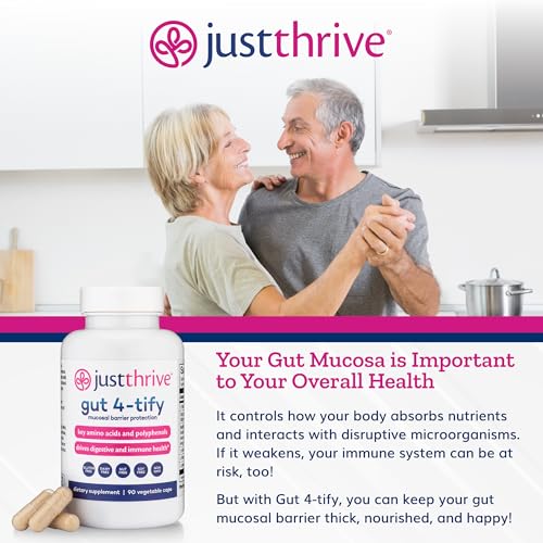 Just Thrive Gut 4-tify - Gut Health Supplements for Women and Men - Anti Bloat, 90 Vegetable Capsules