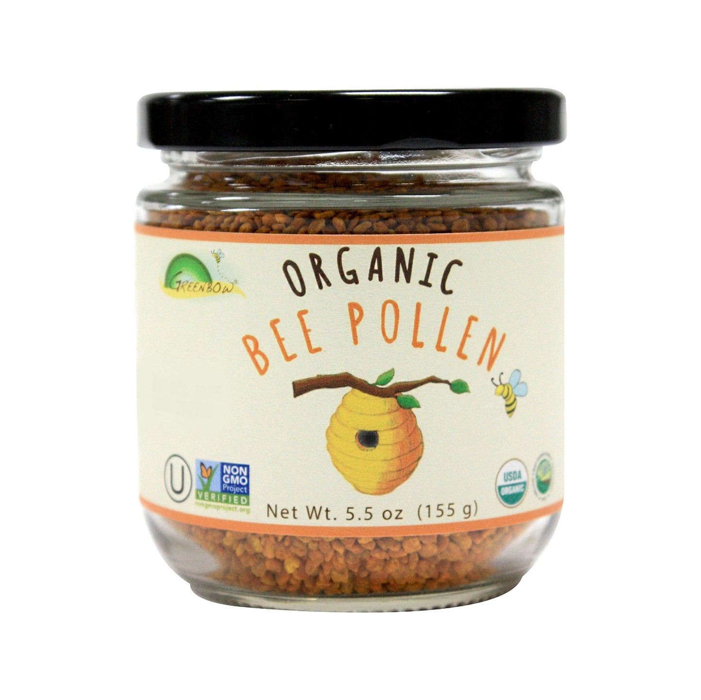 Greenbow Bee Pollen - 100% USDA Certified, Non-GMO, Halal, Kosher - Pure & Natural Superfood With Proteins, Vitamins & Minerals - Gluten Free - 155g