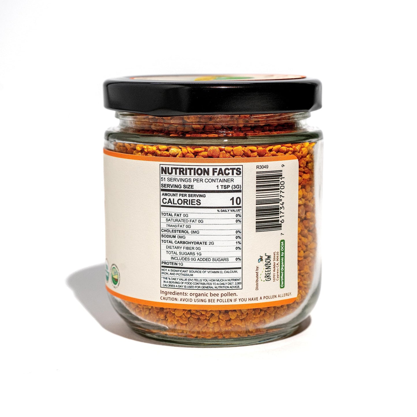 Greenbow Bee Pollen - 100% USDA Certified, Non-GMO, Halal, Kosher - Pure & Natural Superfood With Proteins, Vitamins & Minerals - Gluten Free - 155g