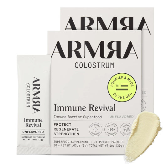 ARMRA Colostrum™ Premium Powder Grass Fed Gut Health Bloating Immunity Skin & Hair Contains 400+ Bioactive Nutrients Potent Bioavailable Keto Gluten & Fat Free (Unflavored | 60 Servings)